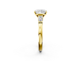 Yellow gold Radiant Cut Diamond Solitaire Ring with Tapered Baguette Accents and Four-Prong Setting_71
