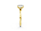 Yellow gold Radiant Cut Diamond Solitaire Ring with Thin Band and Prong Setting_26