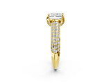 Yellow gold Radiant Cut Diamond Solitaire Ring with Three-Row Pavé Band and Four-Prong Setting_50