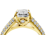 Yellow gold Radiant Cut Diamond Solitaire Ring with Three-Row Pavé Band and Four-Prong Setting_52
