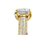 Yellow gold Radiant Cut Diamond Solitaire Ring with Three-Row Pavé Band and Four-Prong Setting_53