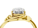 Yellow gold Radiant Cut Diamond Solitaire Ring with Twist Band and Four-Prong Setting_75