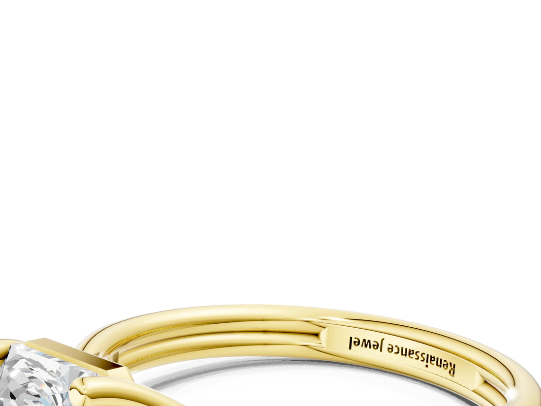 Yellow gold Radiant Cut Diamond Solitaire Twist Band Prong Setting Ring_53