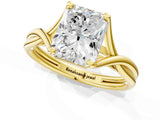 Yellow gold Radiant Cut Diamond Solitaire Twist Band Prong Setting Ring_54