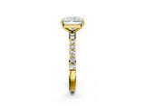 Yellow gold Radiant Cut Diamond Solitaire with Pave Band and Four-Prong Setting 3