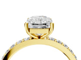 Yellow gold Radiant Cut Diamond Solitaire with Pave Band and Four-Prong Setting 5