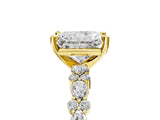 10K Yellow Gold 2.05 Carat E VVS1 Radiant Diamond Side Stone Solitaire Ring with Round and Four-Prong Setting