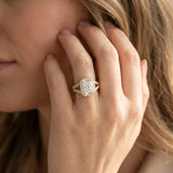 Yellow gold Radiant Cut Diamond Split Shank Halo Ring with Four-Prong Setting_15