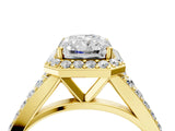 Yellow gold Radiant Cut Diamond Split Shank Halo Ring with Four-Prong Setting_64
