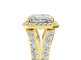 Yellow gold Radiant Cut Diamond Split Shank Halo Ring with Four-Prong Setting_65