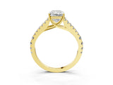 Yellow gold Radiant Cut Diamond Split Shank Pavé Engagement Ring with Four-Prong Setting_82