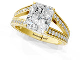 Yellow gold Radiant Cut Diamond Split Shank Ring with Pavé Band and Four-Prong Setting_50