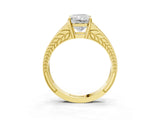 Yellow gold Radiant Cut Diamond Split Shank Ring with Pavé Band and Four-Prong Setting_52