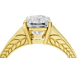 Yellow gold Radiant Cut Diamond Split Shank Ring with Pavé Band and Four-Prong Setting_53