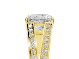 Yellow gold Radiant Cut Diamond Split Shank Ring with Pavé Band and Four-Prong Setting_54