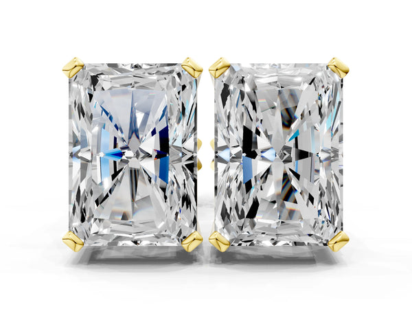Yellow gold Radiant Cut Diamond Stud Earrings