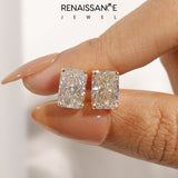 Yellow gold Radiant Cut Diamond Stud Earrings_406