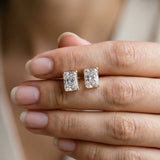 Yellow gold Radiant Cut Diamond Stud Earrings_410