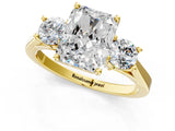 Yellow gold Radiant Cut Diamond Three-Stone Engagement Ring with Prong Setting and Pavé Band_4