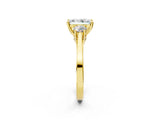 Yellow gold Radiant Cut Diamond Three-Stone Engagement Ring with Prong Setting and Pavé Band_5