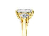Yellow gold Radiant Cut Diamond Three-Stone Engagement Ring with Prong Setting and Pavé Band_8
