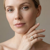Yellow gold Radiant Cut Diamond Three-Stone Ring with Pavé Split Shank and Four-Prong Setting_14