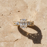 Yellow gold Radiant Cut Diamond Three-Stone Ring with Pavé Split Shank and Four-Prong Setting_16