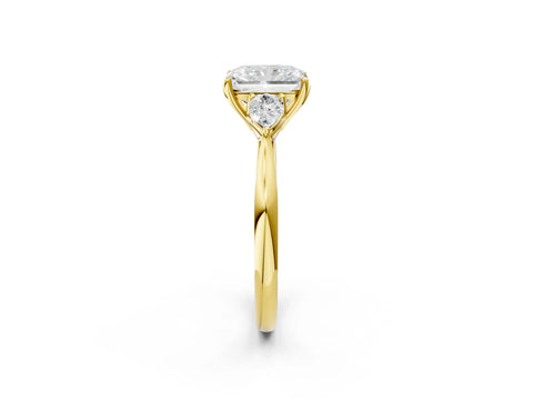 Yellow gold Radiant Cut Diamond Three-Stone Ring with Pear with Moissanite side stone Side Stones and Prong Setting_2