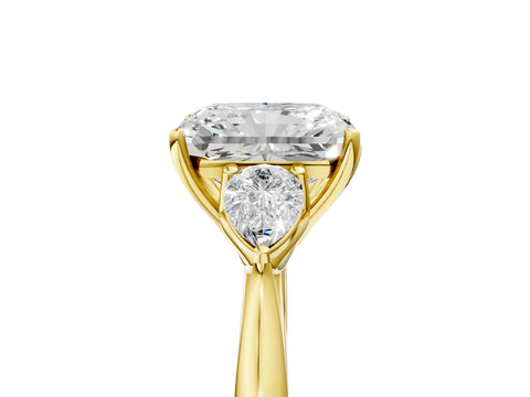 Yellow gold Radiant Cut Diamond Three-Stone Ring with Pear with Moissanite side stone Side Stones and Prong Setting_5