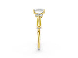 Yellow gold Radiant Cut Diamond Three-Stone Ring with Prong Setting and Pavé Band_5