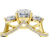 Yellow gold Radiant Cut Diamond Three-Stone Ring with Prong Setting and Pavé Band_7