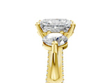 Yellow gold Radiant Cut Diamond Three-Stone Ring with Prong Setting and Pavé Band_8