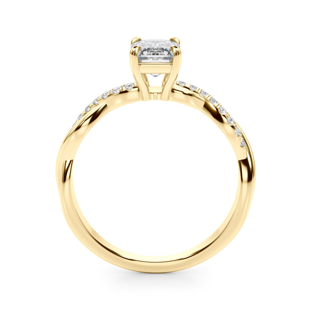 Yellow gold Radiant Cut Diamond Twist Band Solitaire with Prong Setting 1