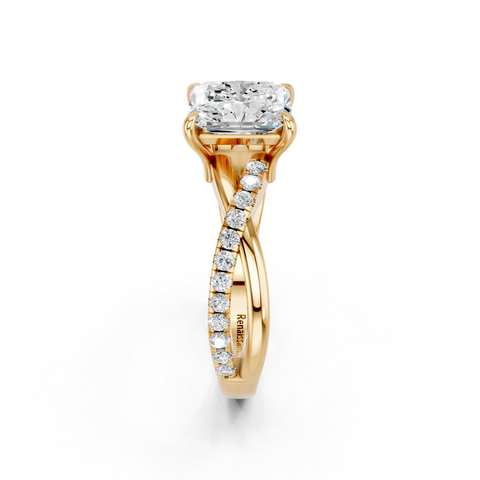 Yellow gold Radiant Cut Diamond Twist Band Solitaire with Prong Setting_16
