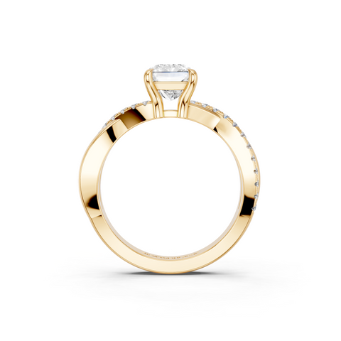 Yellow gold Radiant Cut Diamond Twist Band Solitaire with Prong Setting_17