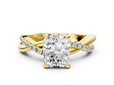 Yellow gold Radiant Cut Diamond Twist Band Solitaire with Prong Setting_57