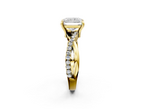 Yellow gold Radiant Cut Diamond Twist Band Solitaire with Prong Setting_59