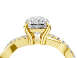 Yellow gold Radiant Cut Diamond Twist Band Solitaire with Prong Setting_61