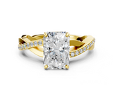 Yellow gold Radiant Cut Diamond Twisted Band Engagement Ring with Prong Setting_15
