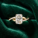 Yellow gold Radiant Cut Diamond Twisted Band Engagement Ring with Prong Setting_15