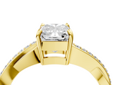 Yellow gold Radiant Cut Diamond Twisted Band Engagement Ring with Prong Setting_19