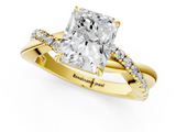 Yellow gold Radiant Cut Diamond Twisted Band with Pavé Setting and Four-Prong Setting_32