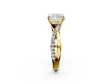 Yellow gold Radiant Cut Diamond Twisted Band with Pavé Setting and Four-Prong Setting_33
