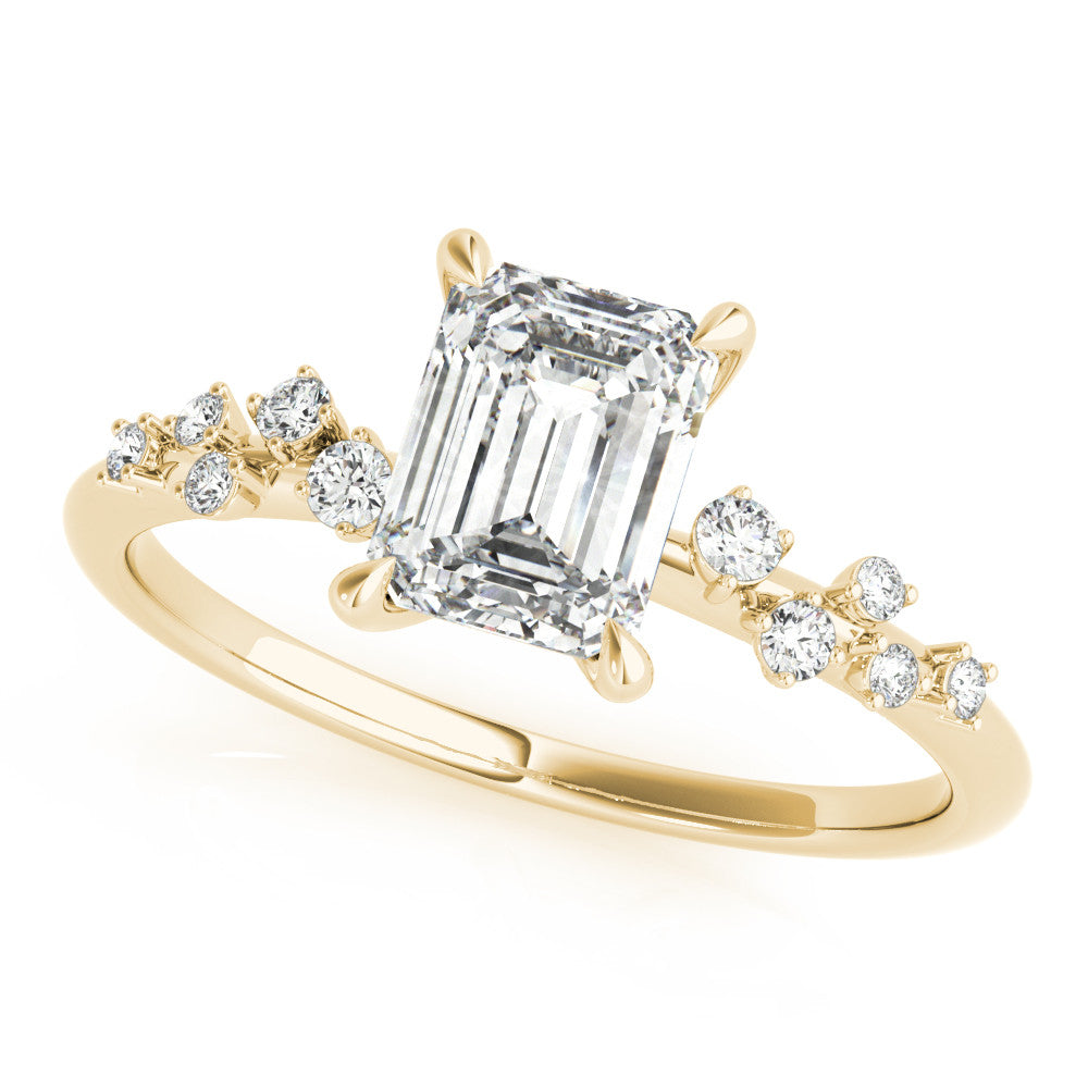 Yellow gold Radiant Cut Diamond Vine Band with Four-Prong Setting 2
