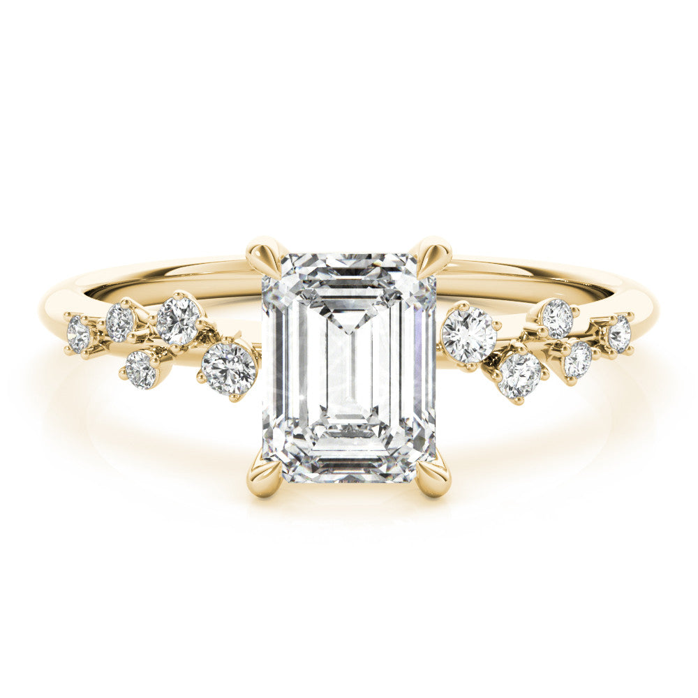 Yellow gold Radiant Cut Diamond Vine Band with Four-Prong Setting