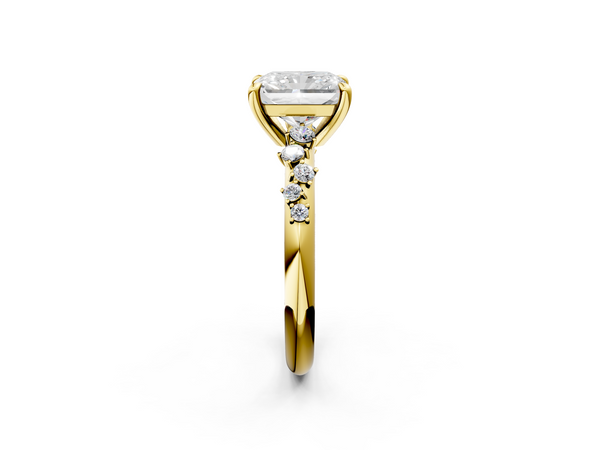 Yellow gold Radiant Cut Diamond Vine Band with Four-Prong Setting