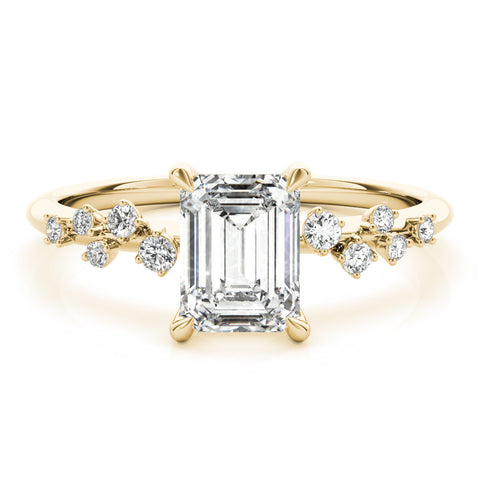 Yellow gold Radiant Cut Diamond Vine Band with Four-Prong Setting