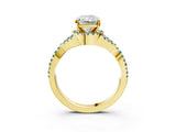 Yellow gold Radiant Cut Diamond with Aquamarine side stone Halo Twist Band Solitaire Prong Setting Ring_27