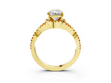 Yellow gold Radiant Cut Diamond with Citrine side stone Halo Twist Band Solitaire Prong Setting Ring_27