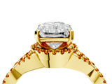 Yellow gold Radiant Cut Diamond with Citrine side stone Halo Twist Band Solitaire Prong Setting Ring_28